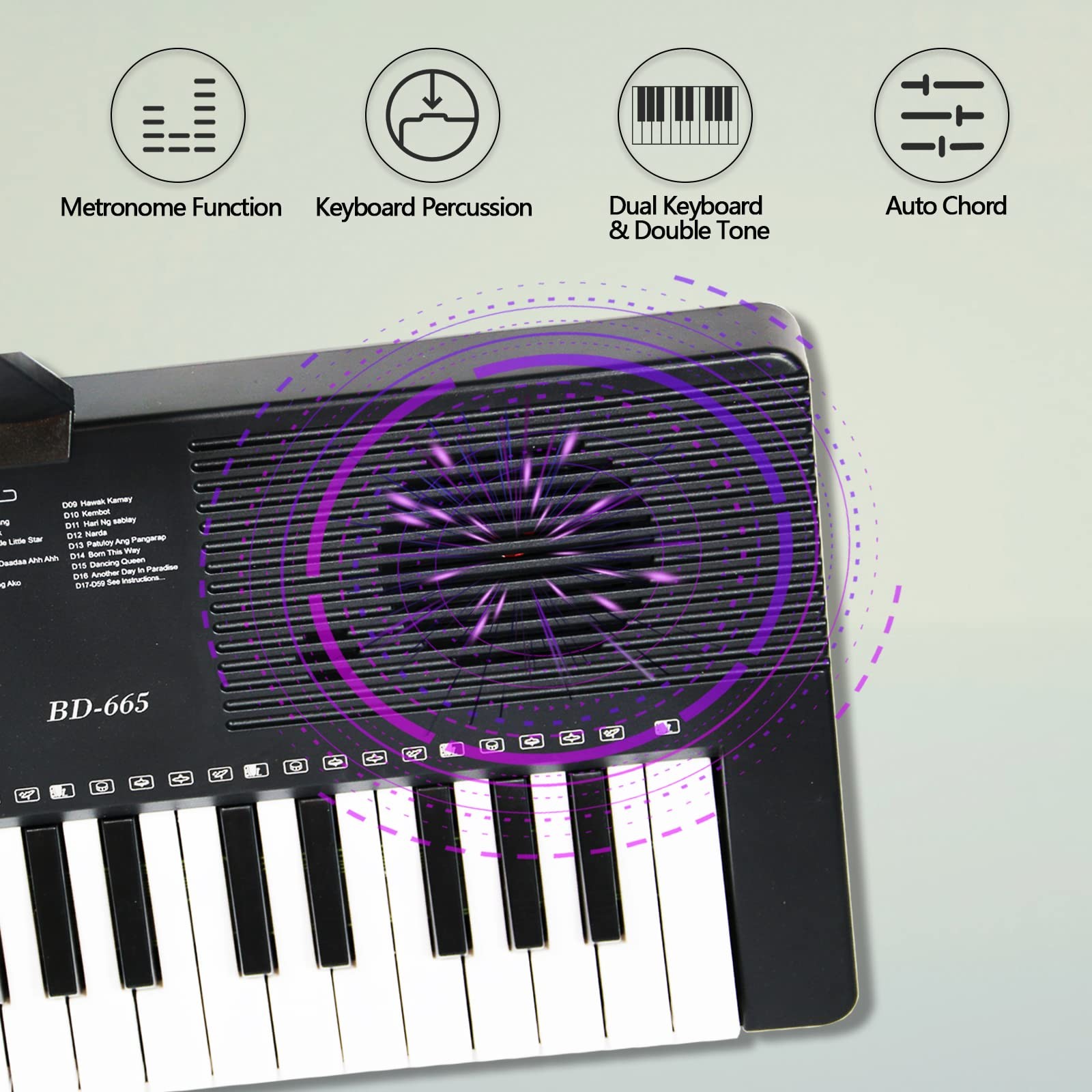 IMGZAR 61 Key Keyboard Piano for Beginners with Lighted Keys & Pro Teaching M...