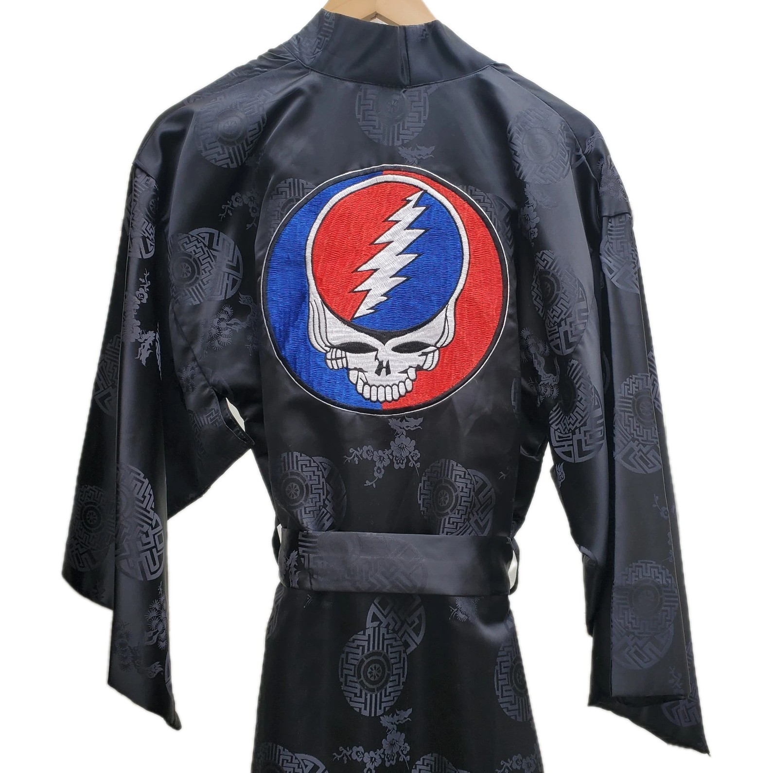 Rare Grateful Dead Steal Your Face Satin Robe Unisex Unique SF Estate Find LG