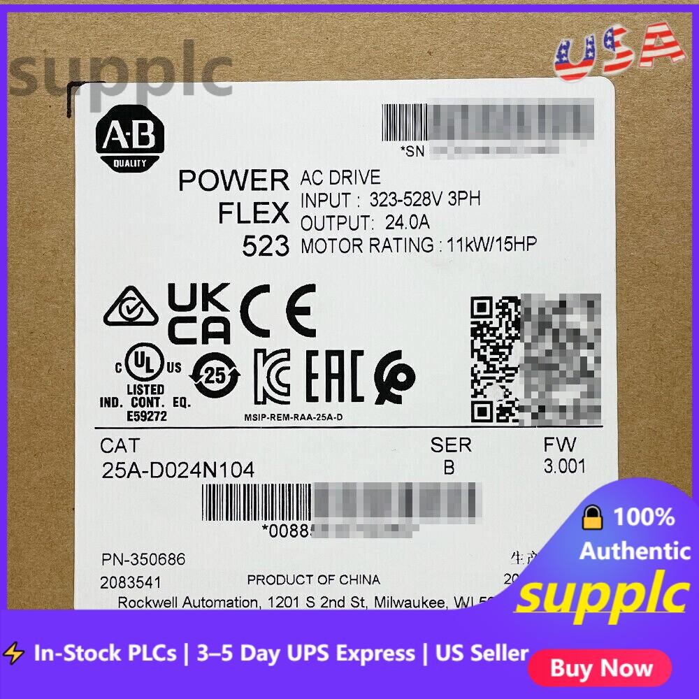 25A-D024N104 /B PowerFlex 523 AC Drive 11kW 15Hp Allen Bradley US Free Tax