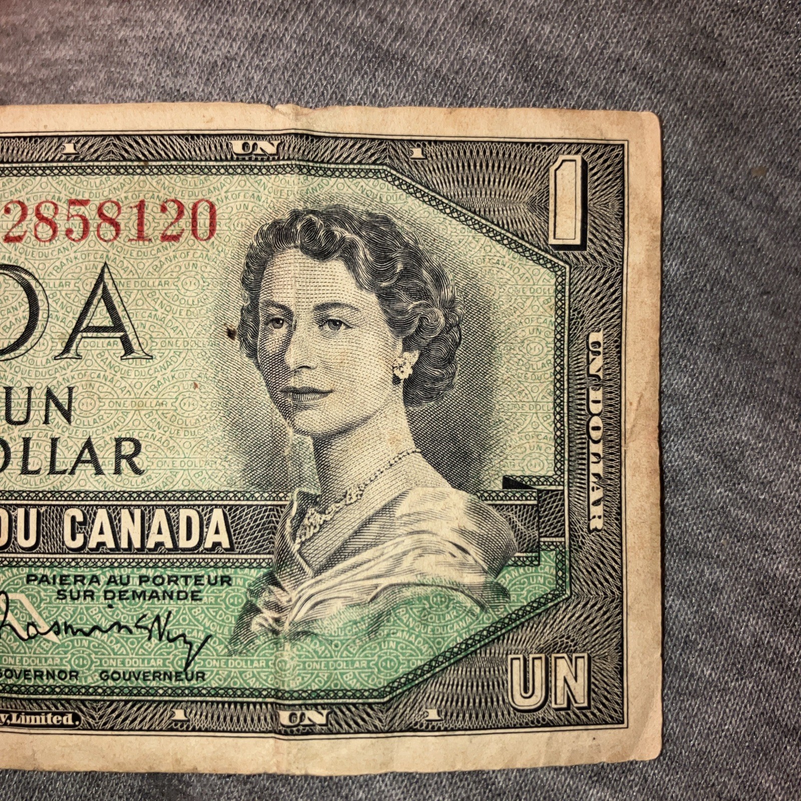 Canada 1954 $1 One Dollar Banknote Ottawa