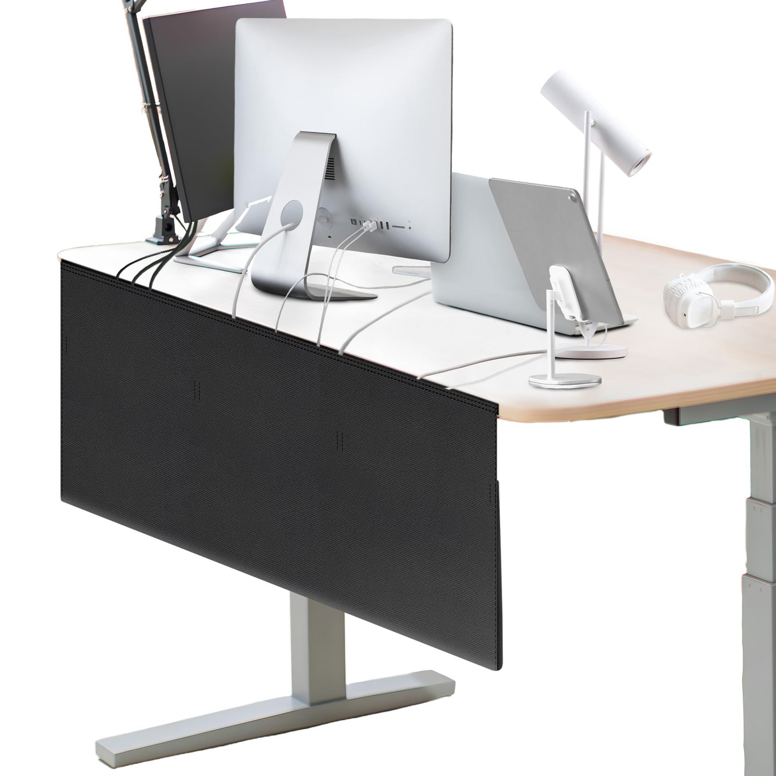 48" Under Desk Privacy Panel -Adhesive Modesty Panel with Wire Pocket for Cab...
