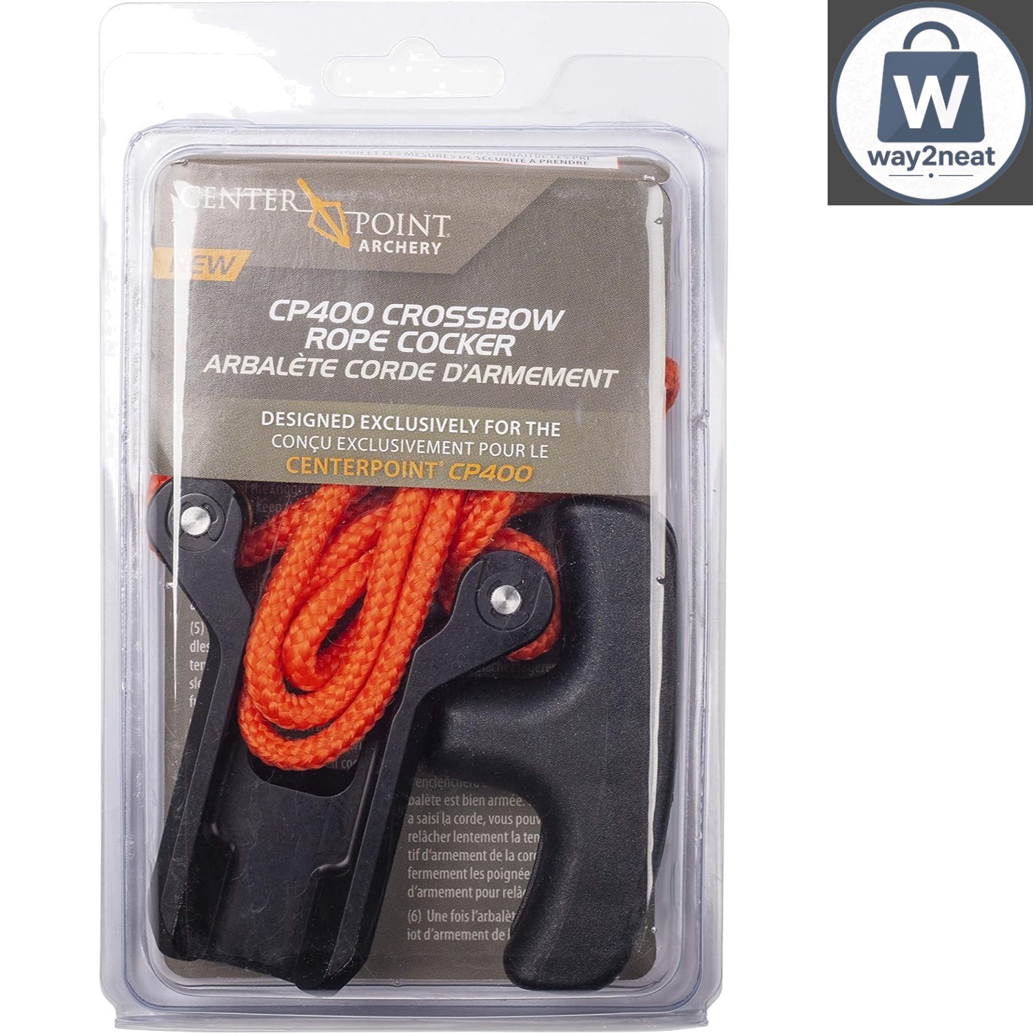 Durable CP400 Crossbow Rope Cocker – 33 Inch Orange Nylon with Roller Hooks