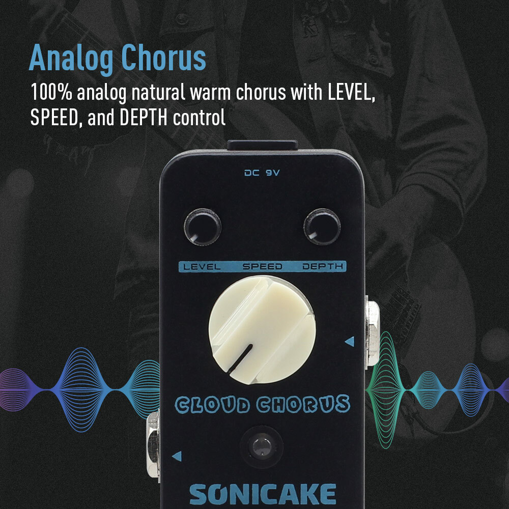 SONICAKE Classic BBD Analog Chorus Bypass Guitar Effect Pedal+Hook and Loop Tape