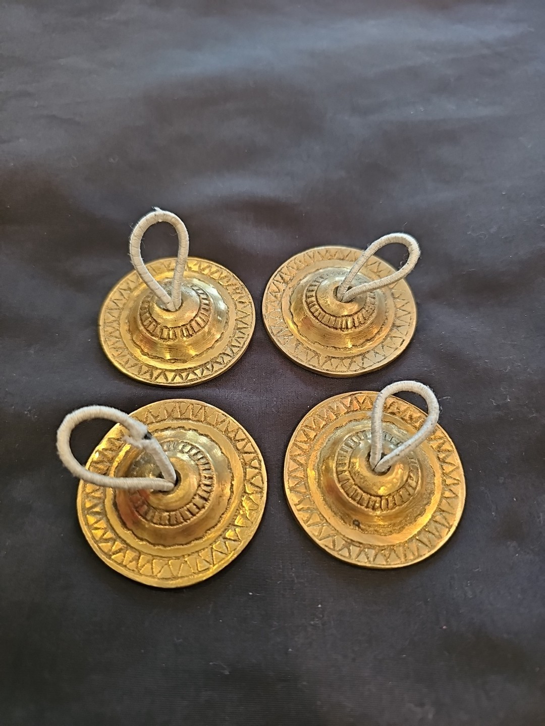 Vintage 4 Pc Brass Finger Cymbals Belly Dancing