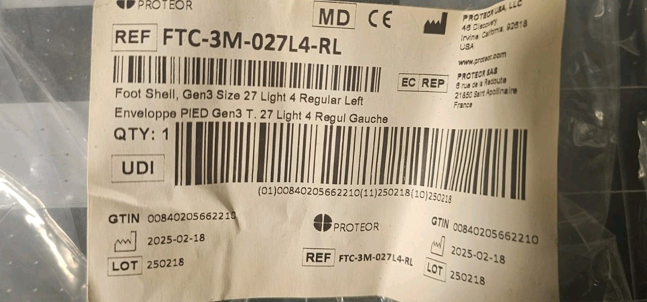 NEW Prosthetic Foot Shell 27L
