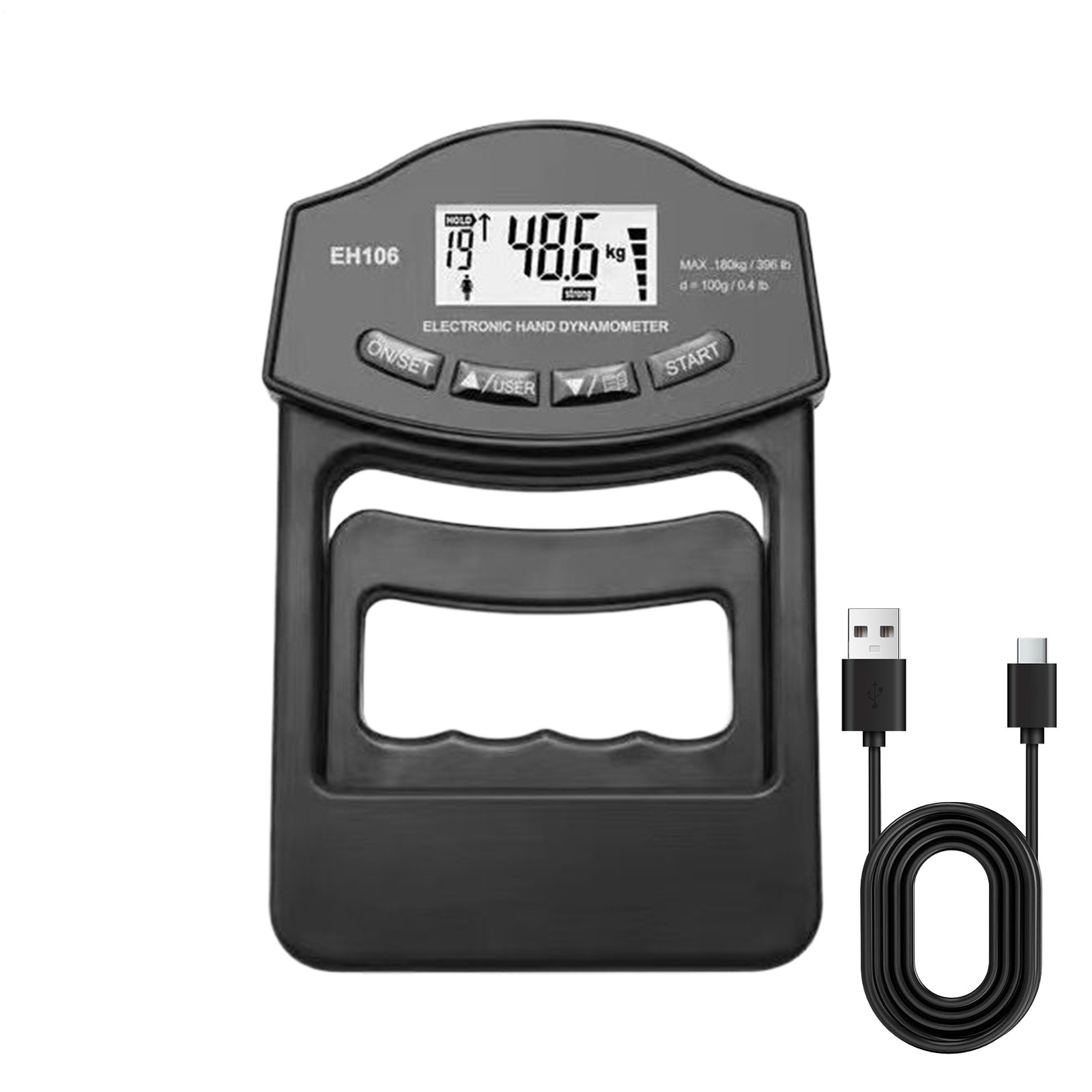 Hand Grip Strength Tester 400lbs/180k Electronic Rechargeable Portable
