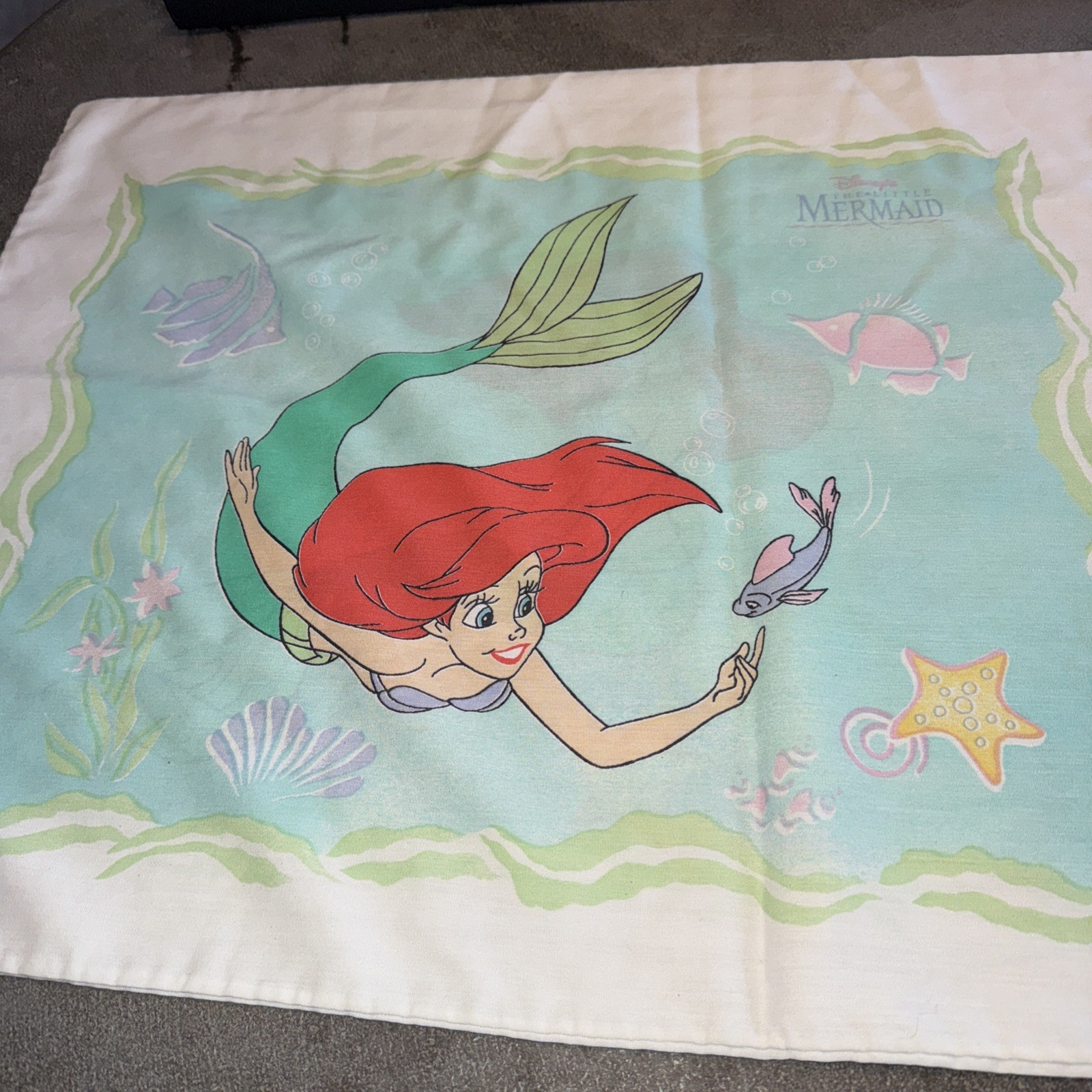 Disney Little Mermaid pillowcase 20 x 30 standard fish no iron double sided