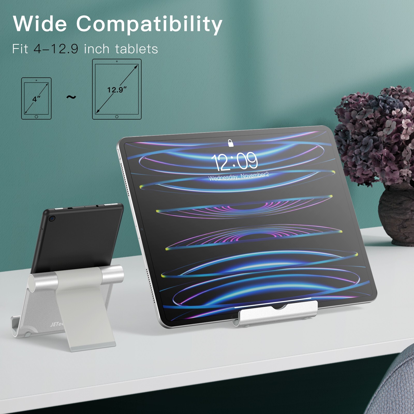JETech Tablet Stand Holder for Desk, Adjustable Portable Desktop Holder
