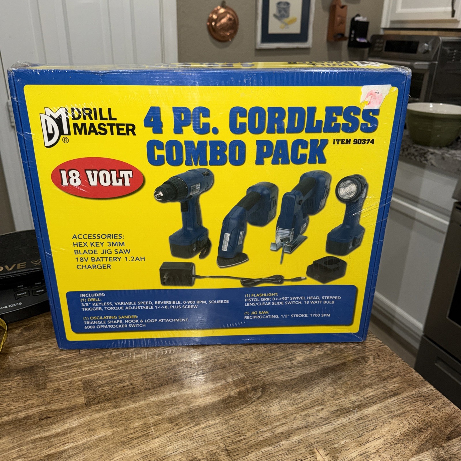 Drill Master 90374 18V 4pc Cordless Combo Pack Brand New