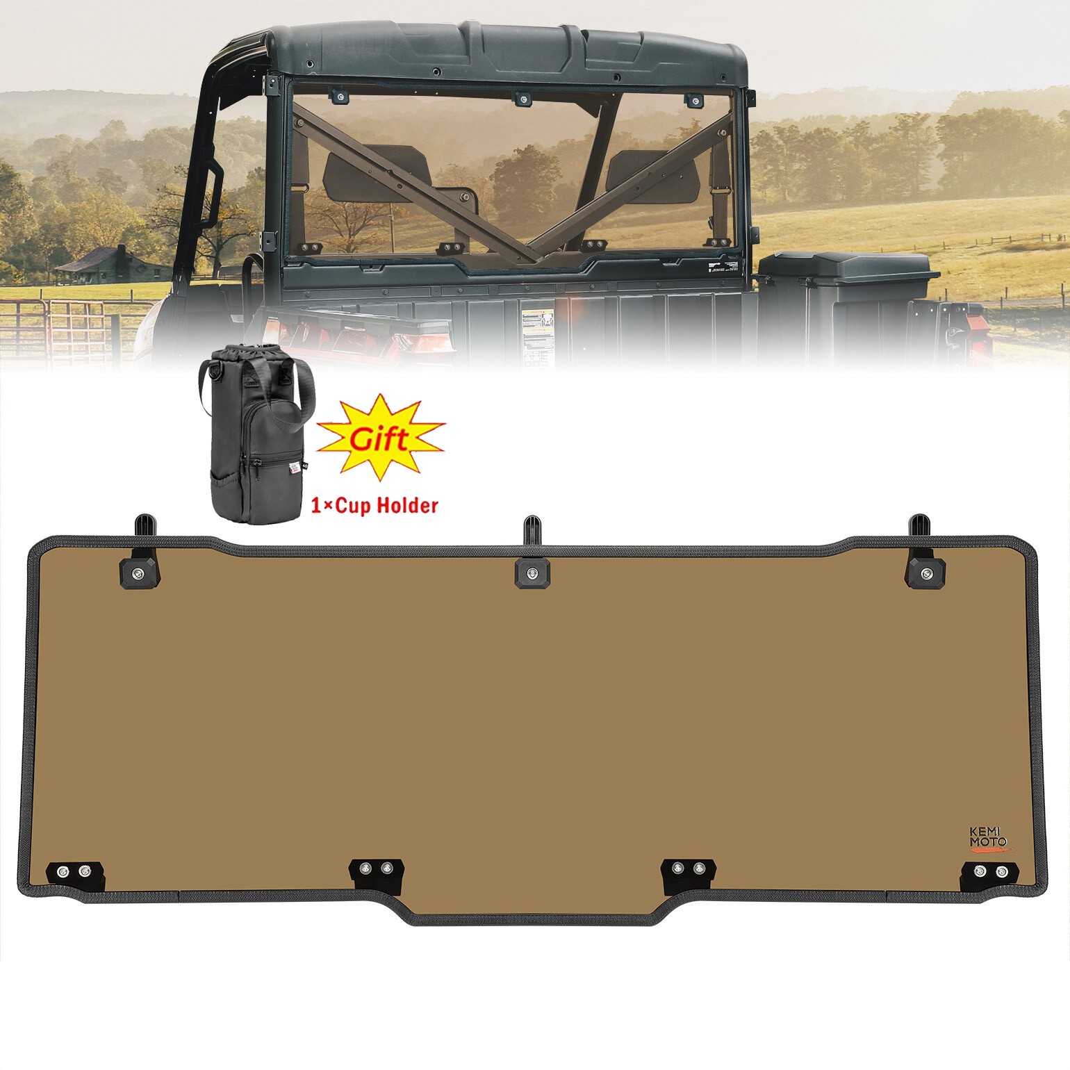 UTV Dark Tint Rear Windshield For Polaris RangerXP 900 XP 1000 / Crew 2017-2026