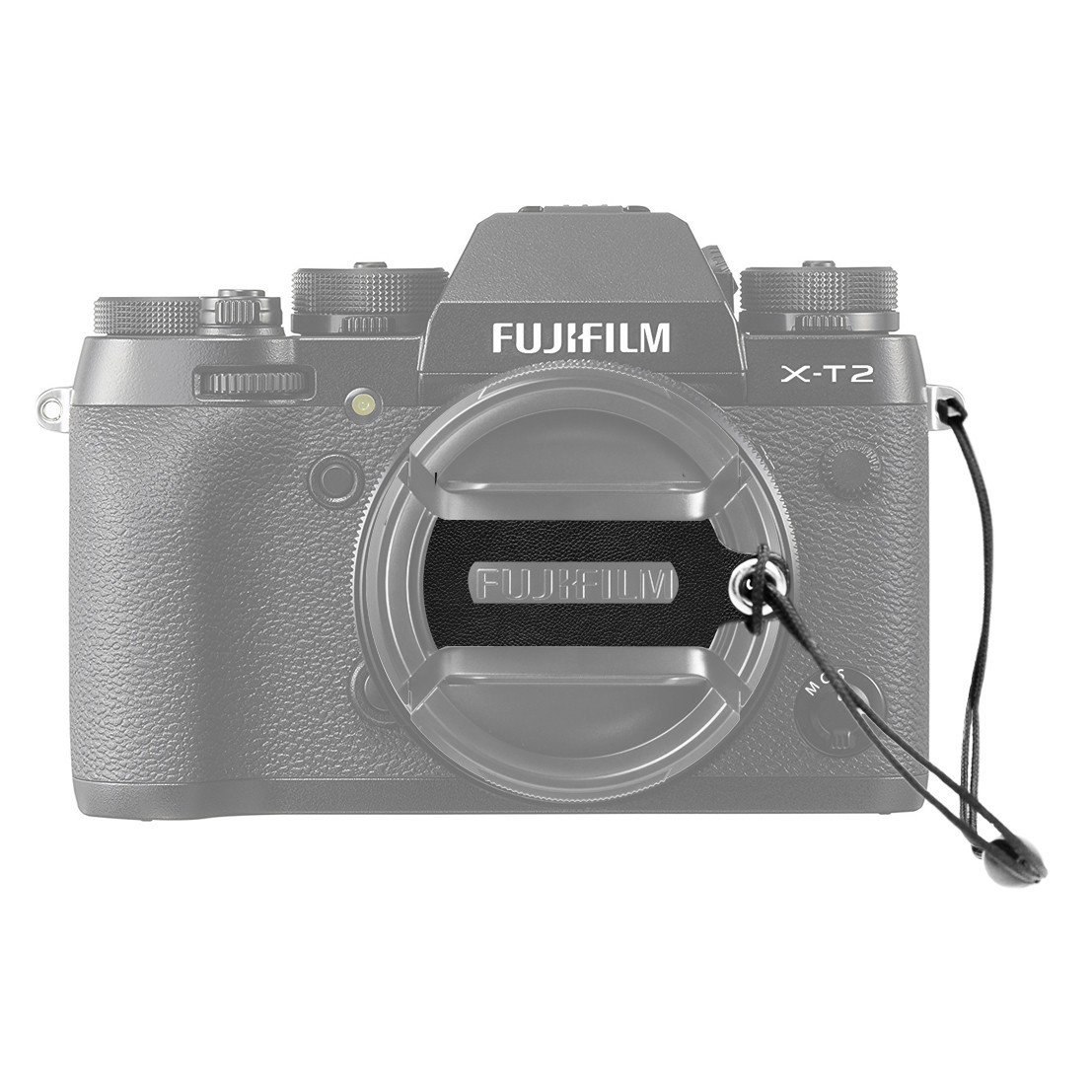 2x Leather Stickers Logo Cut Out 58mm Lens Cap Holder f/ Fujifilm XT3/XT2/X-T20