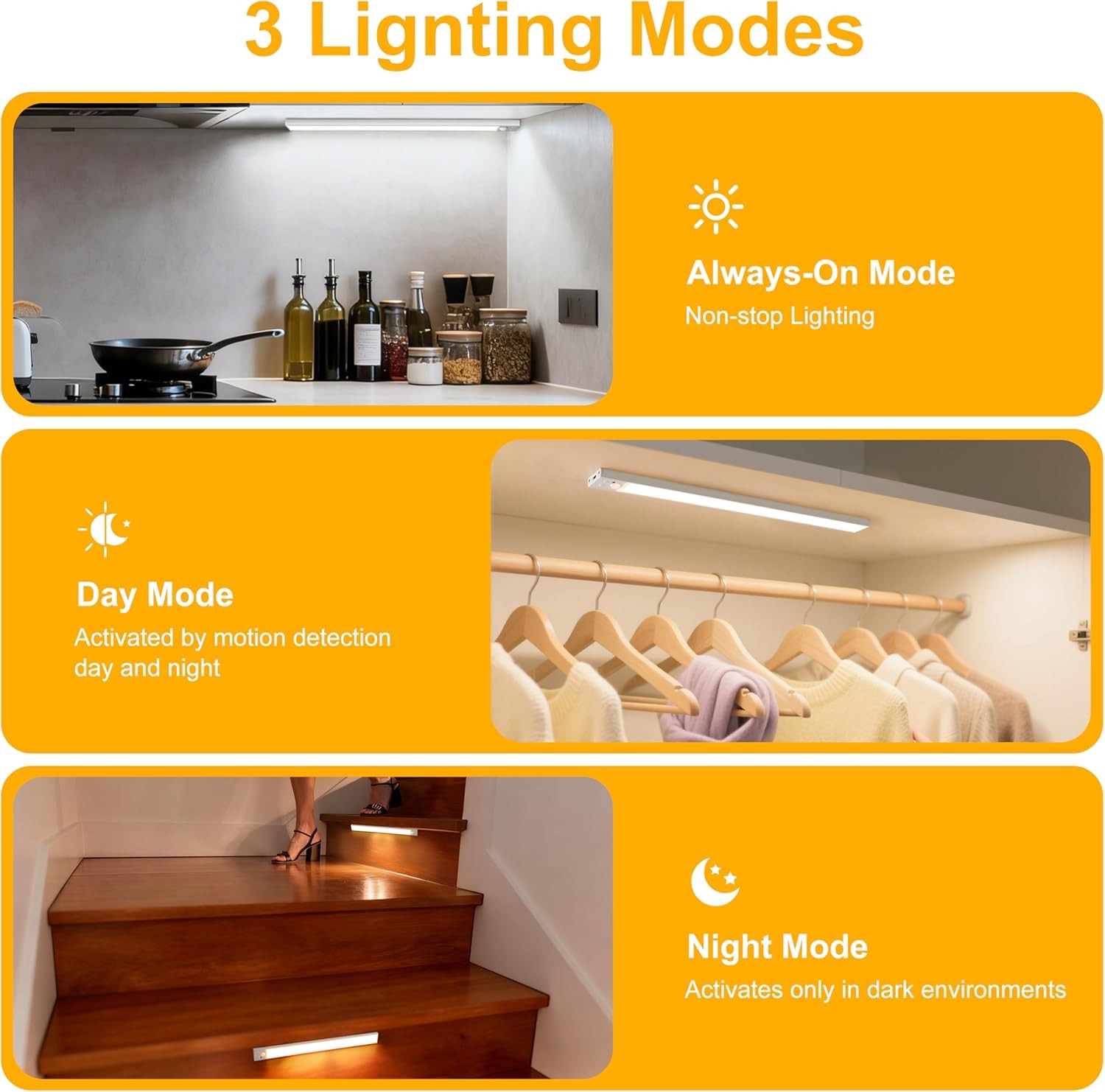 8 Inch Under Cabinet Lighting with Remote, 2 Pack Rechargeable Motion Sensor Lig