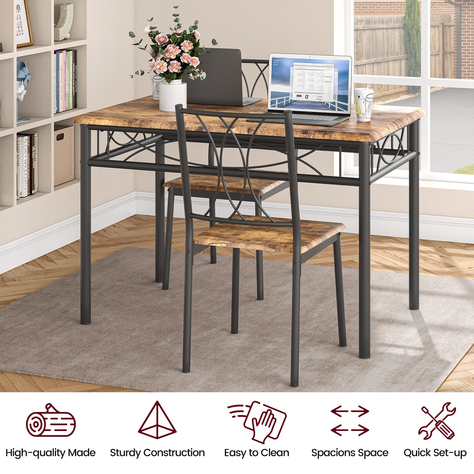 Garvee Dining Table Kitchen Table & 4 Chairs Rectangular Apartment Small Space