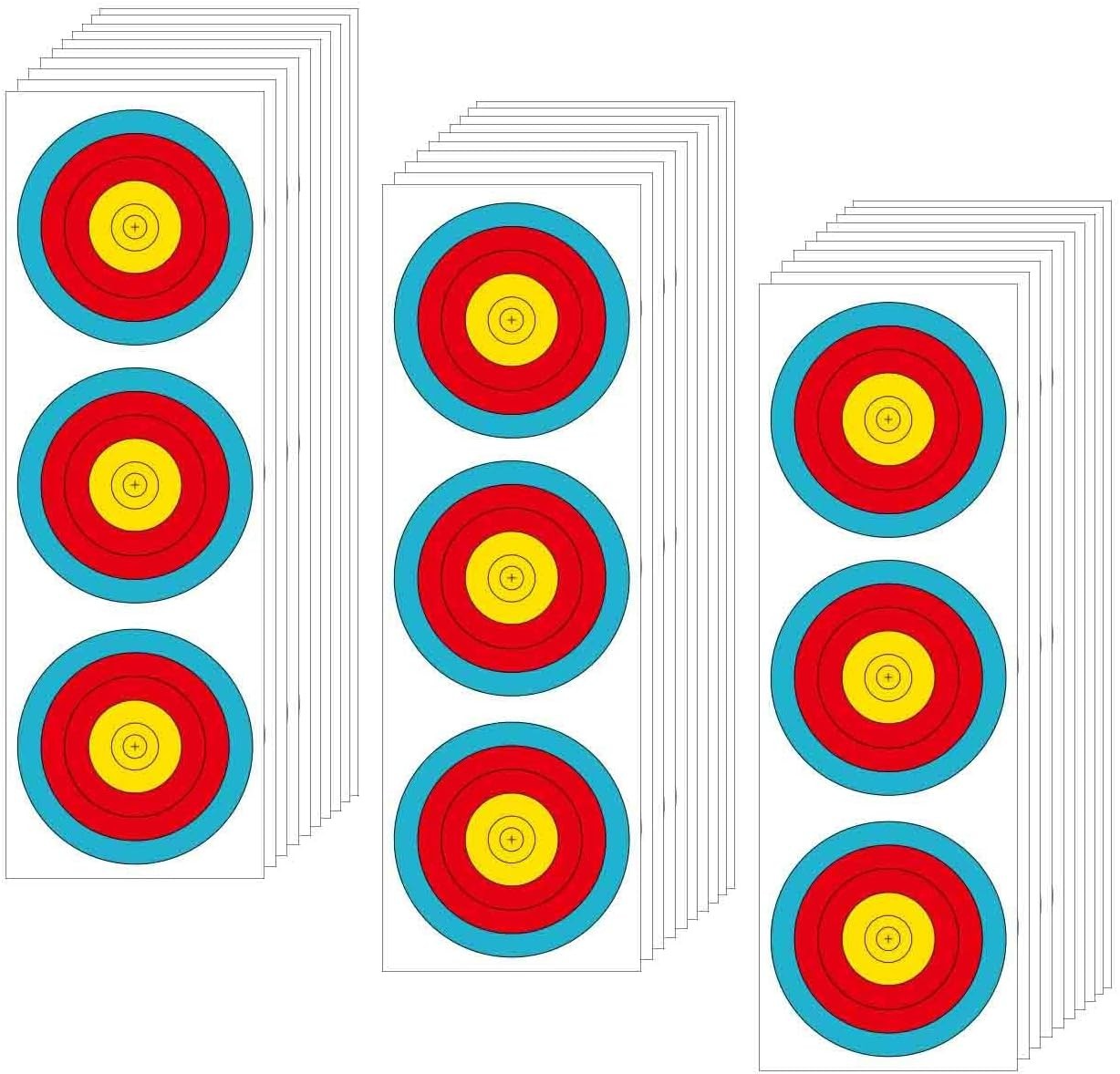 Precision 30pcs Archery Targets - Vertical 3 Spot Design for Training & Practice