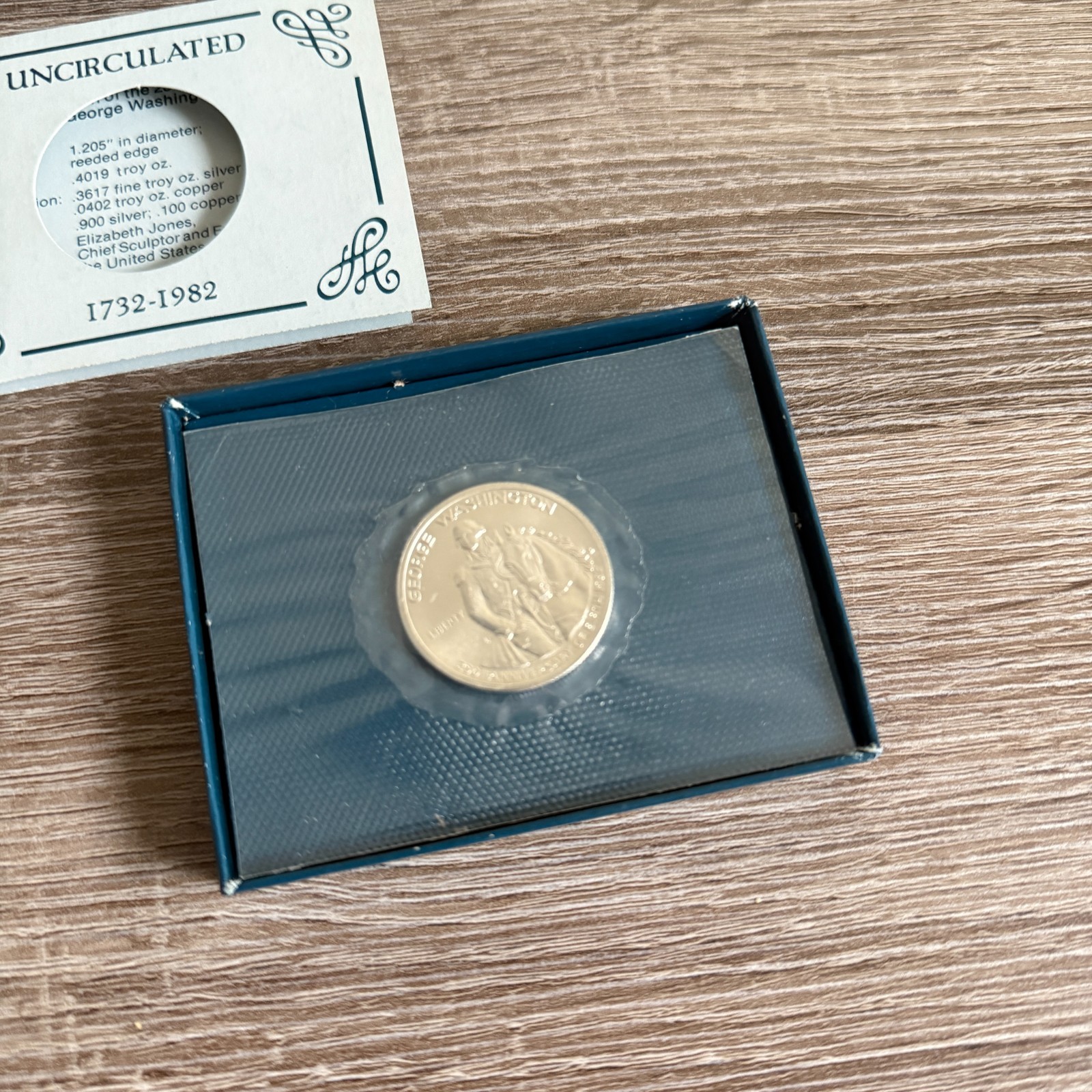 1982-D George Washington 250th Anniv Uncirculated Silver Half Dollar - OGP & COA