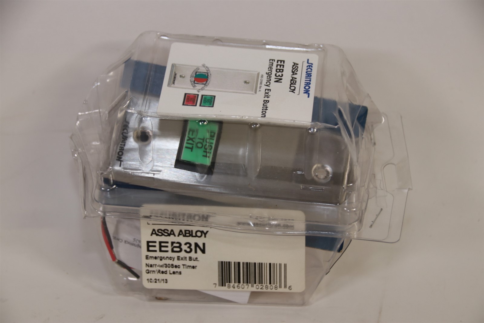 Securitron EEB3N Emergency Push to Exit Button with Red and Green Lens