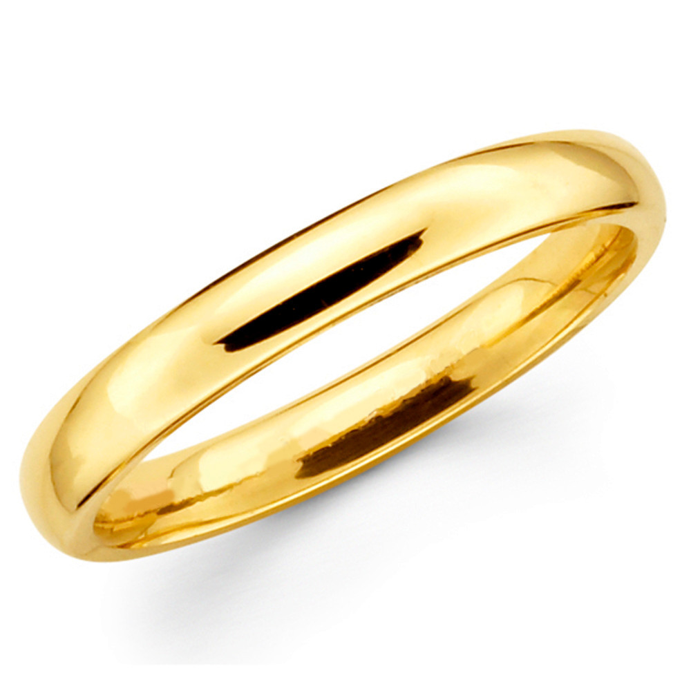 14K Solid Yellow Gold 2.5mm Comfort Fit Men's and Women's Wedding Band Ring