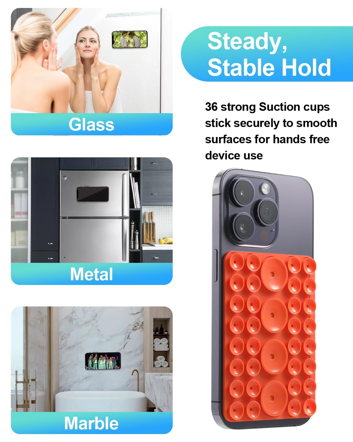 5-Pack Suction Phone Grip, Octo Cup Buddy Phone Case Mount