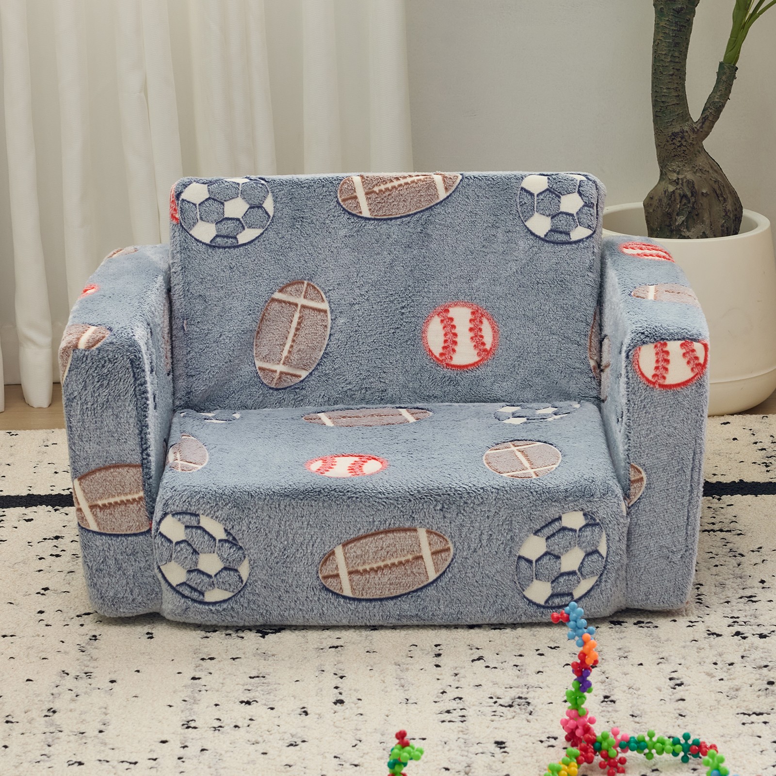 Foldable Sofa Bed with Night Glow – 2-in-1 Convertible Children’s Lounge Chair