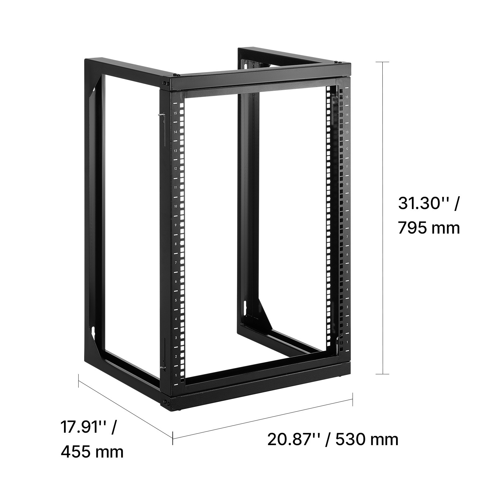 Uimoso 15U Wall-Mounted Open Frame Network Rack, 150 lbs Capacity, 180° Rotation