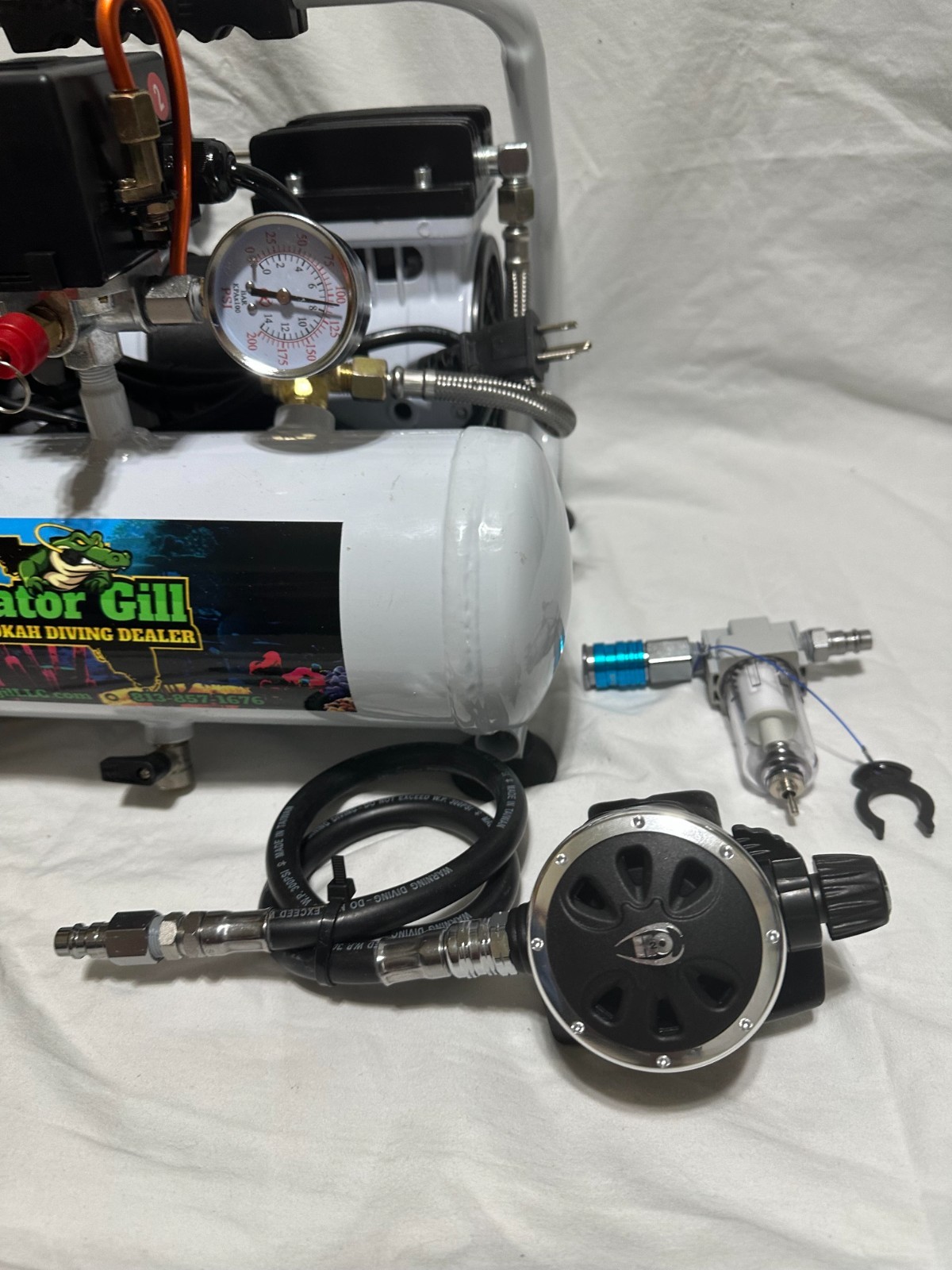 HOOKAH DIVING COMPRESSOR 120-volt Guppy 75' hose regulator filter COMBO