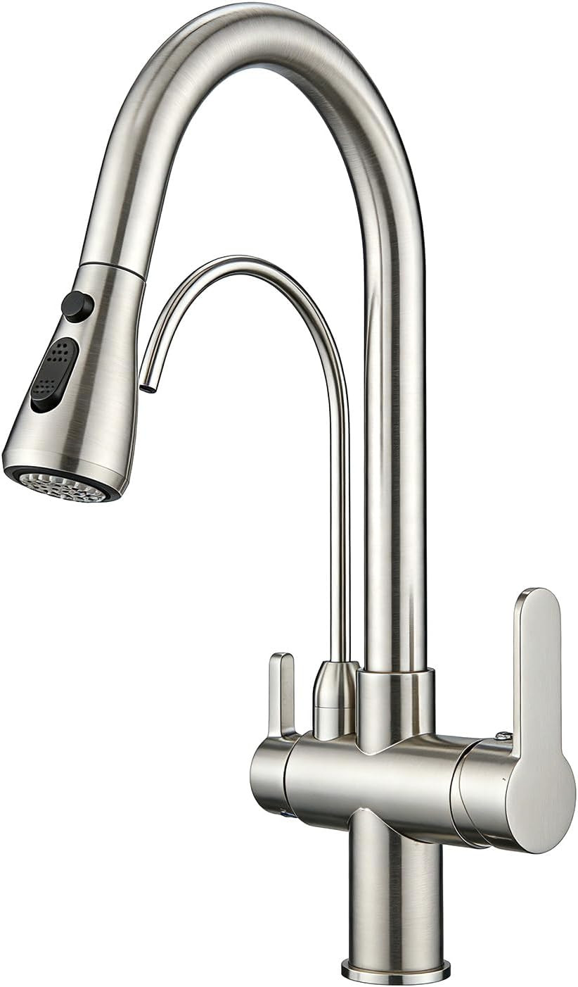 Brushed Nickel Kitchen Faucets with Pull down Sprayer Kitchen Sink Faucet With