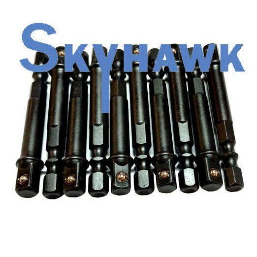 10 Pc 1/4" Dr x 1/4" Quick Change x 2.5" Power/Impact Drill Bit Socket Extension