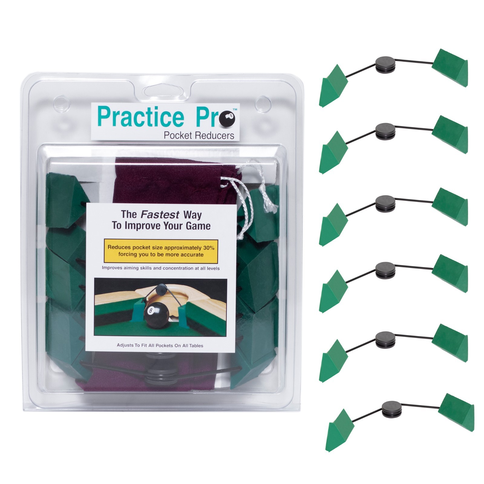 Practice Pro Billiard Pool Table Pocket Reducers, Set of 6