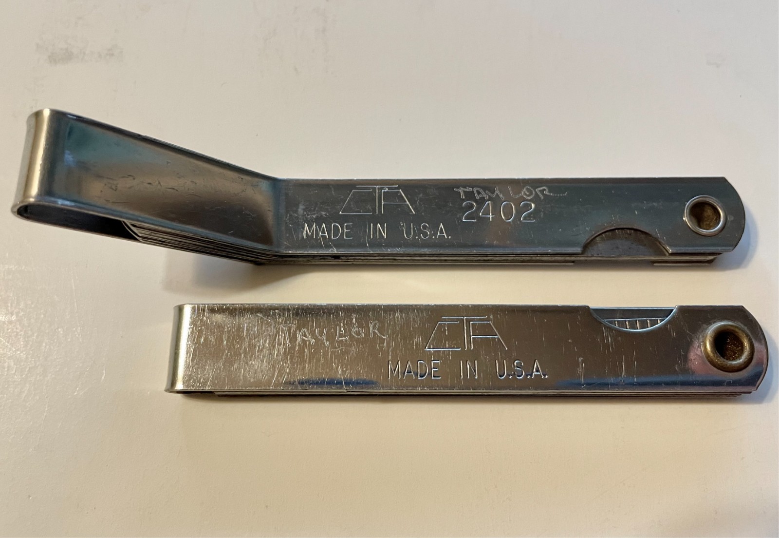Two (2) Vintage CTA Tools Feeler Gauge Sets; One Angled, One Flat; Made in USA