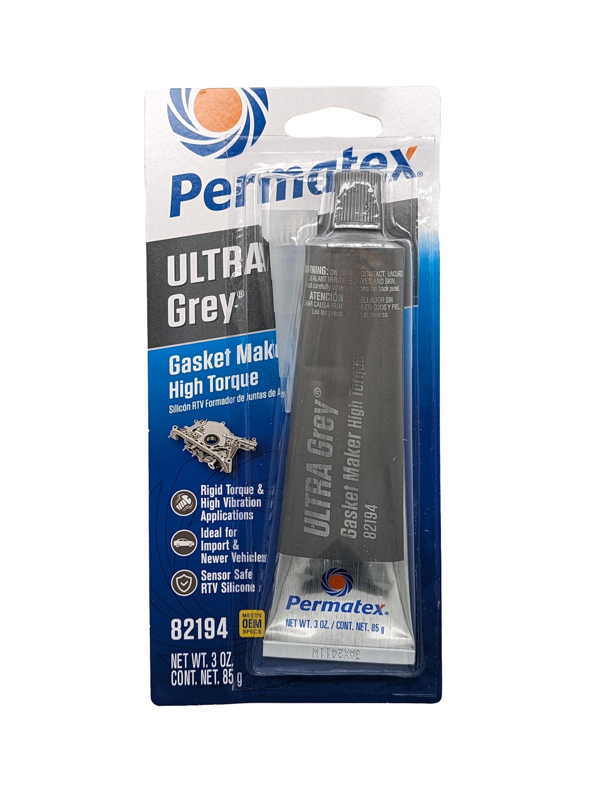 Permatex 82194 Ultra Grey Rigid High-Torque RTV 3 Fl. Oz., Gray
