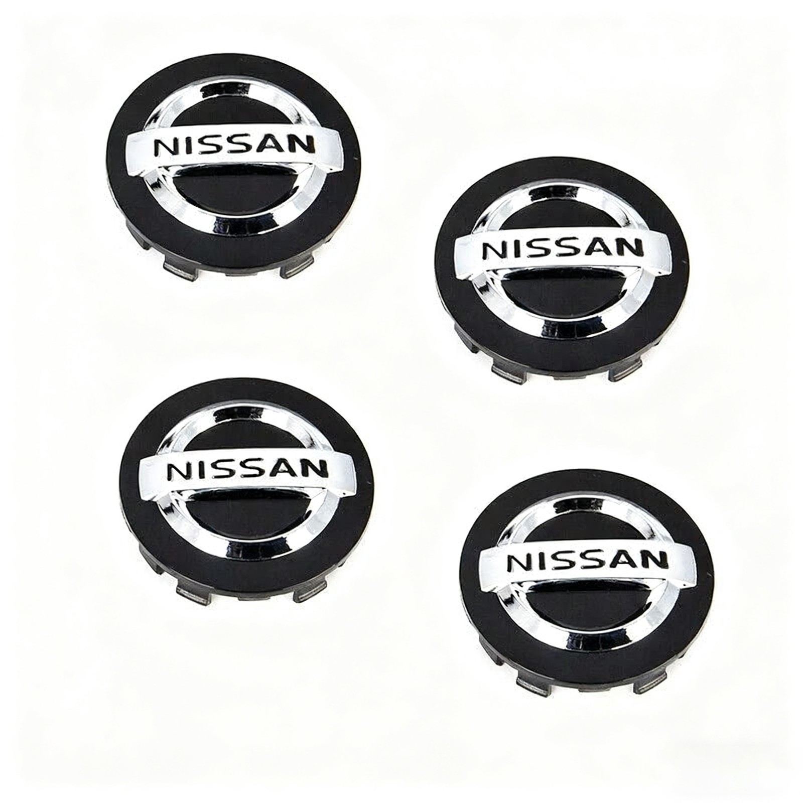Set of 4PCS Black & Silver 54mm/2.1inch Wheel Center Cap Cover Fit For Nissan