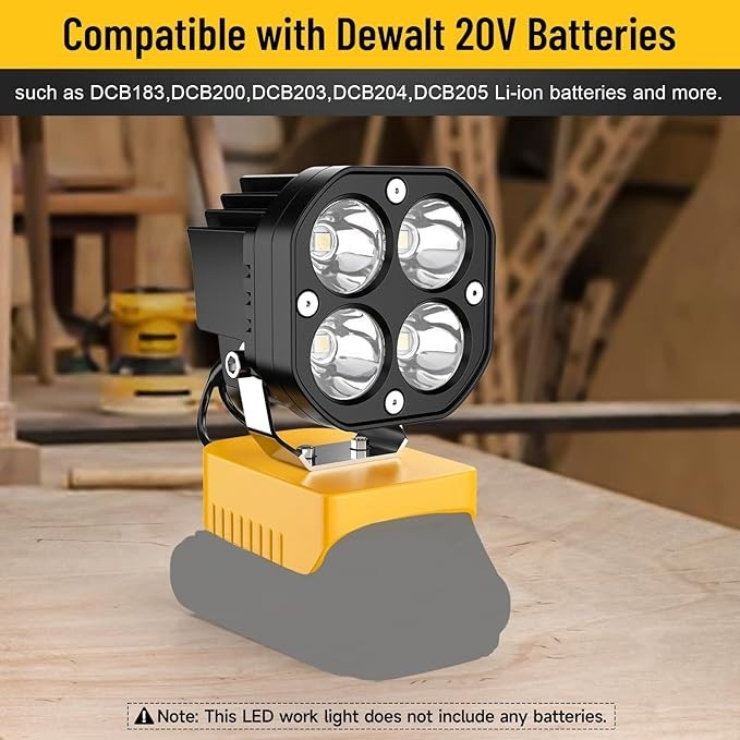 2 Packs 6000LM Flashlight 40W LED Work Light Compatible with Dewalt 20V Battery