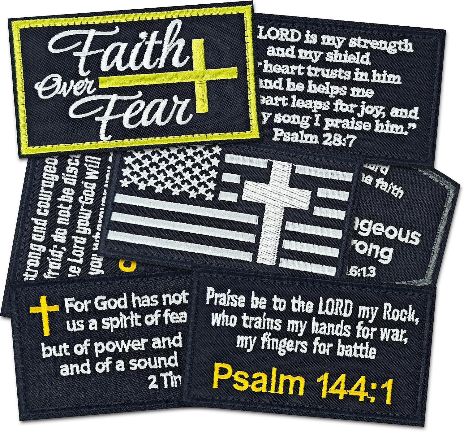 Tactical Christian Cross Patch for Men-8 Pack Military Morale Hook and Loop Patc