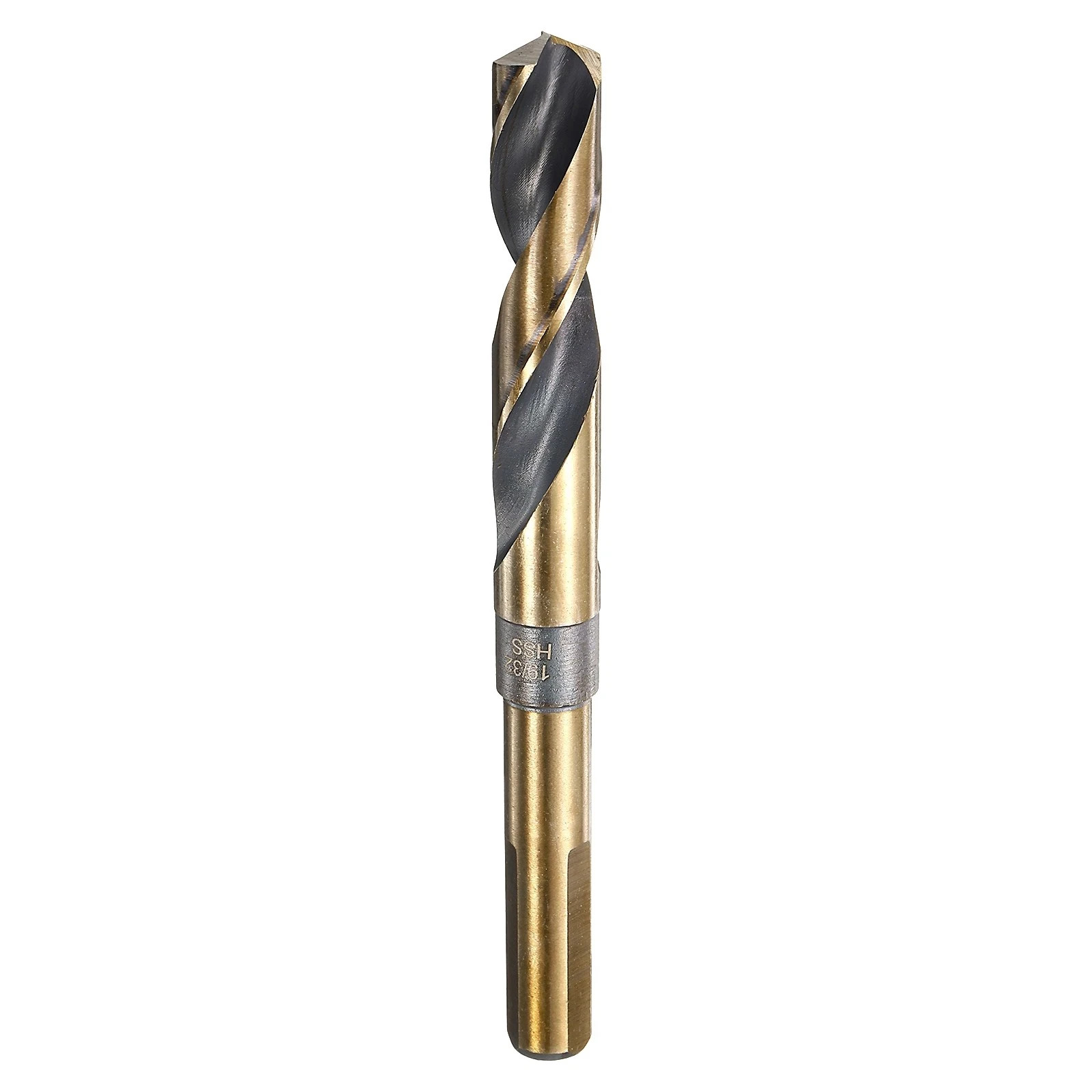 Twist Drill Bit 19/32" High-Speed Steel 4341 5.9" Length 1/2" Shank Black & Gold