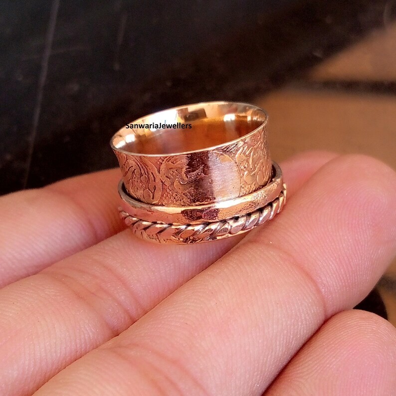 Handmade Copper Spinner Ring, Stacking Meditation Ring Woman Ring All Size