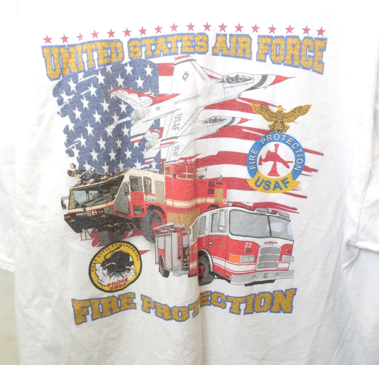 United States  Air Force USAF Fire Protection HH-43 Patch   T-Shirt  2XL  Y2K