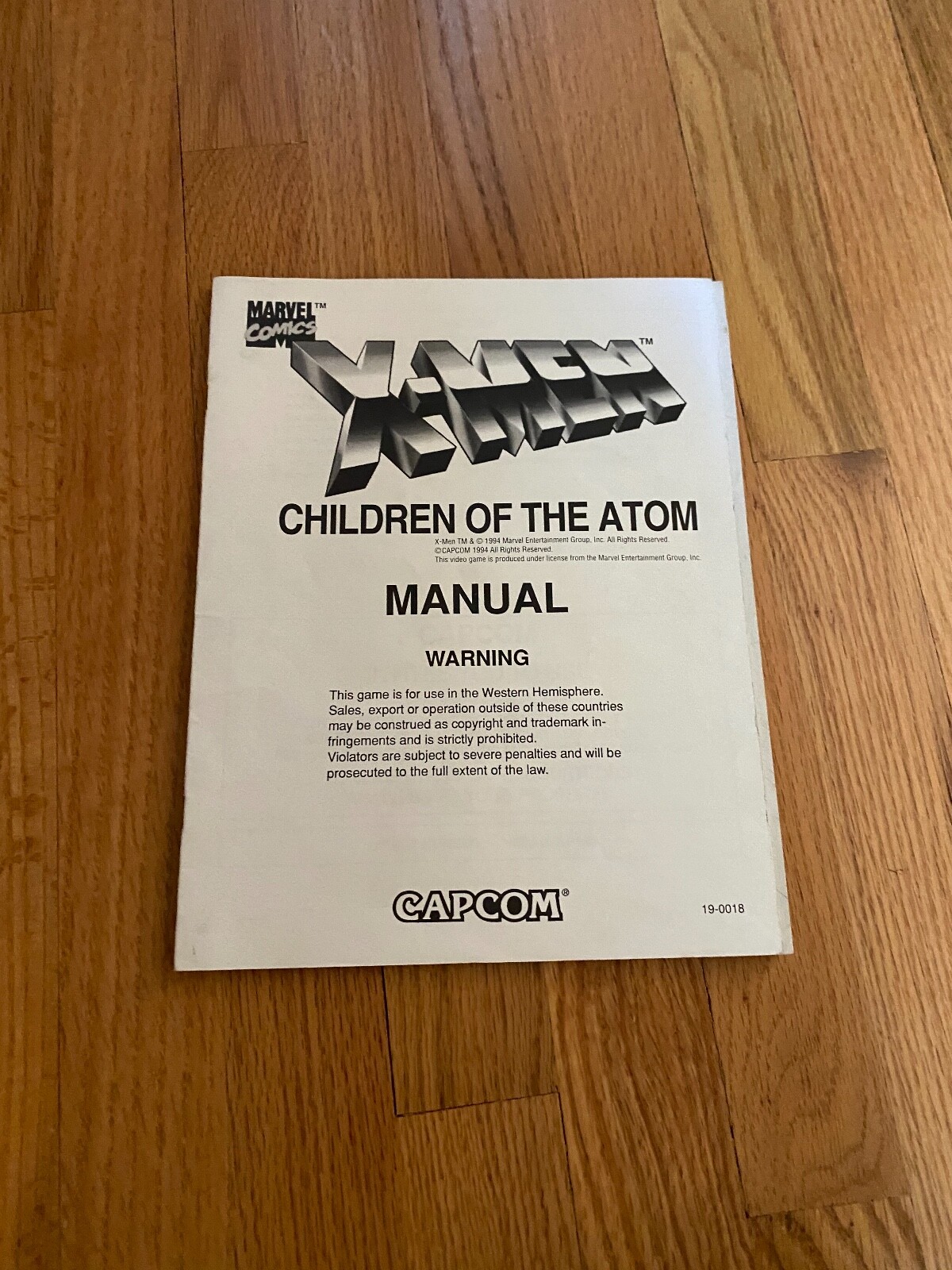 X-Men Children of the Atom Video Arcade Game Manual, Capcom 1994