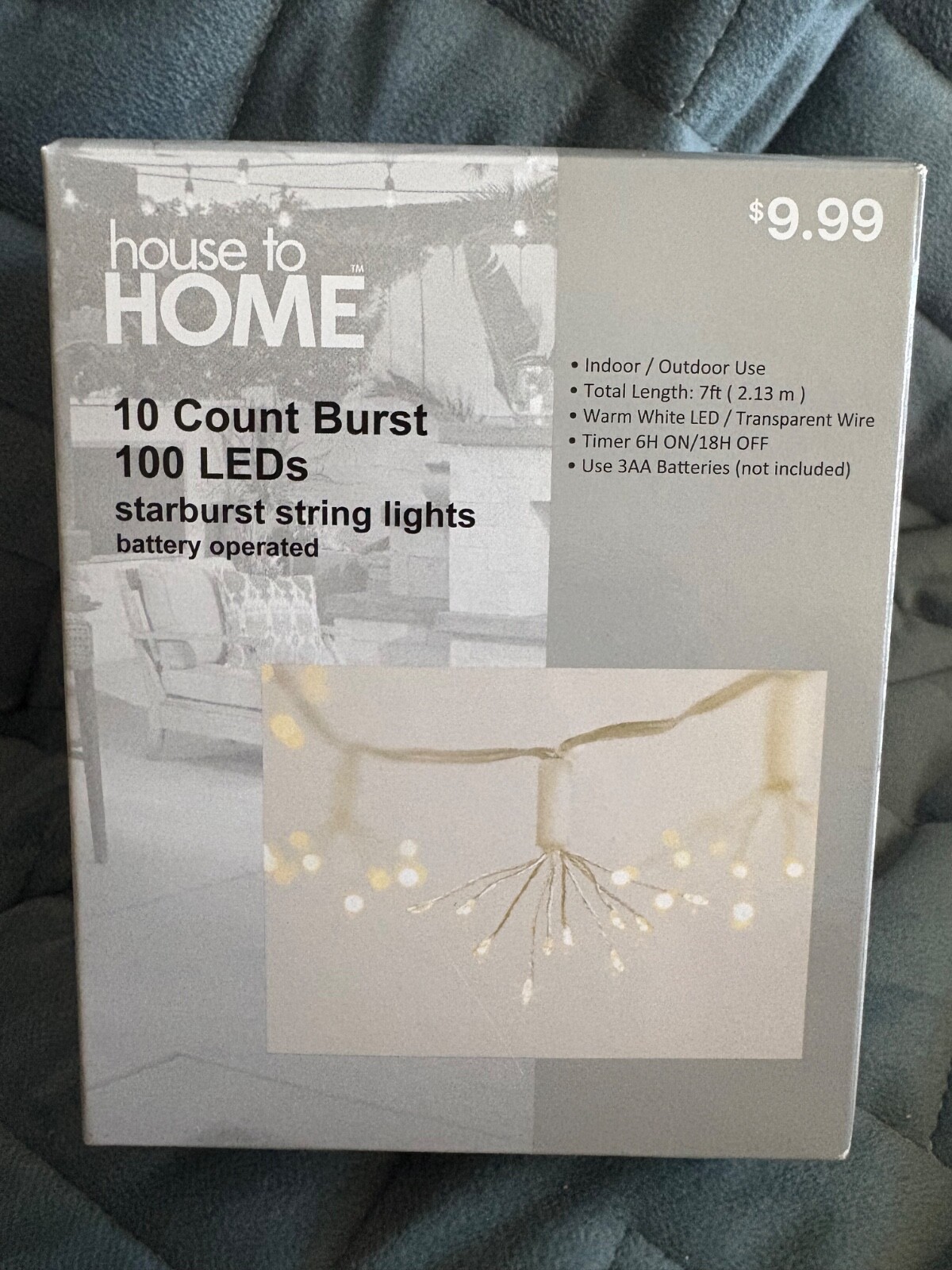 CVS HOUSE TO HOME 10 COUNT BURST 100 LEDS STARBURST STRING LIGHTS BATTERY OPERAT