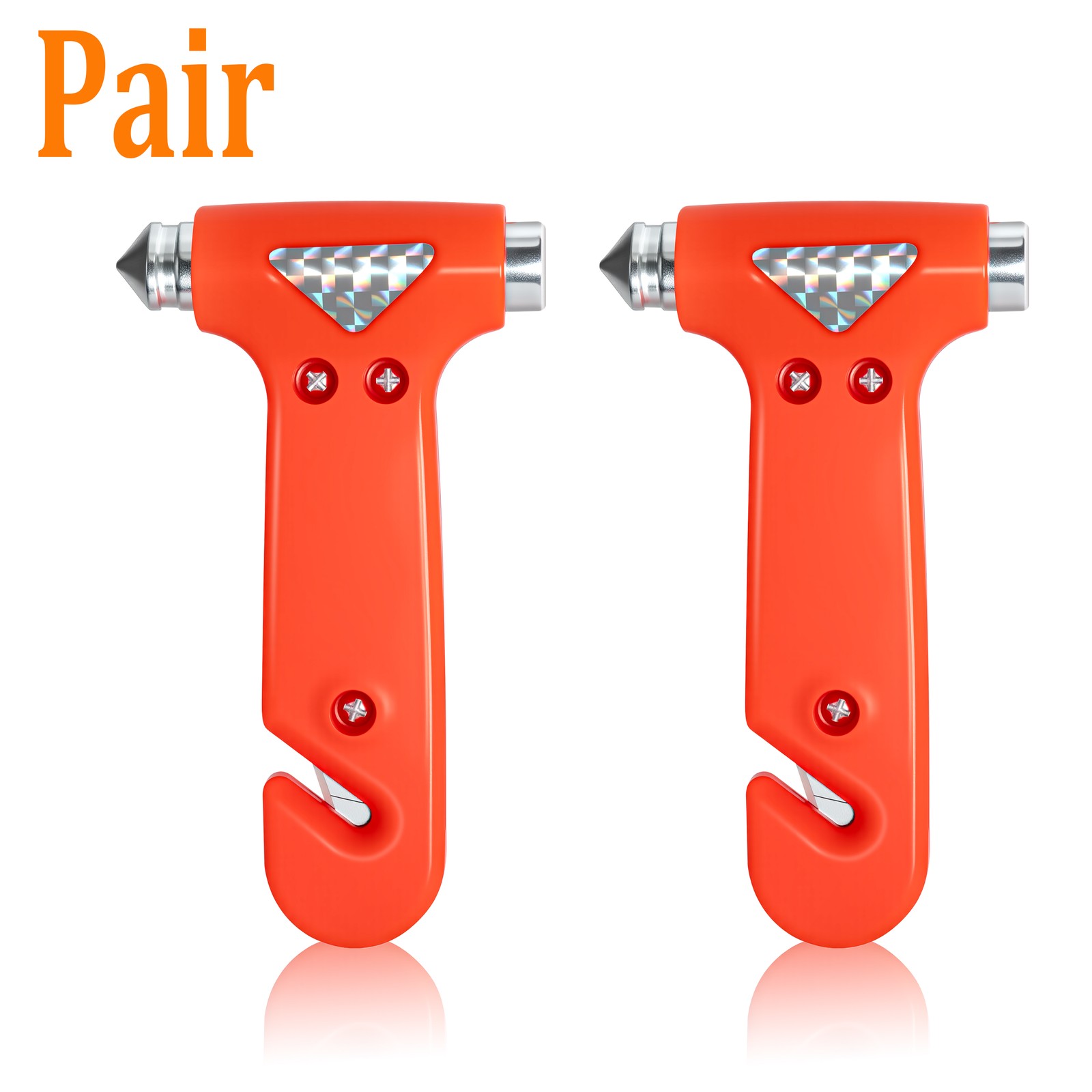 2 in 1 Car Emergency Hammer Compact Window Breaker Seat Belt Release Tool Orange
