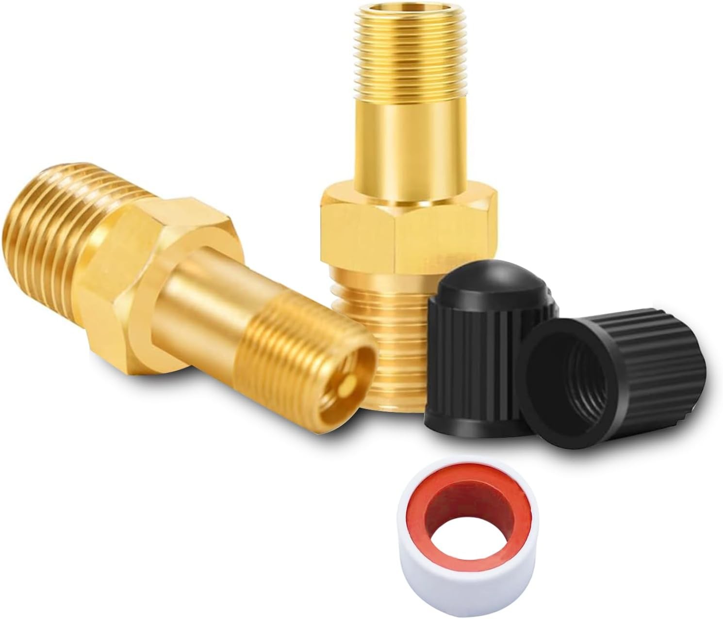 GODESON 1/8" NPT Tank Valve, Anti-Corrosion Brass Schrader Valve with 1/8" Male