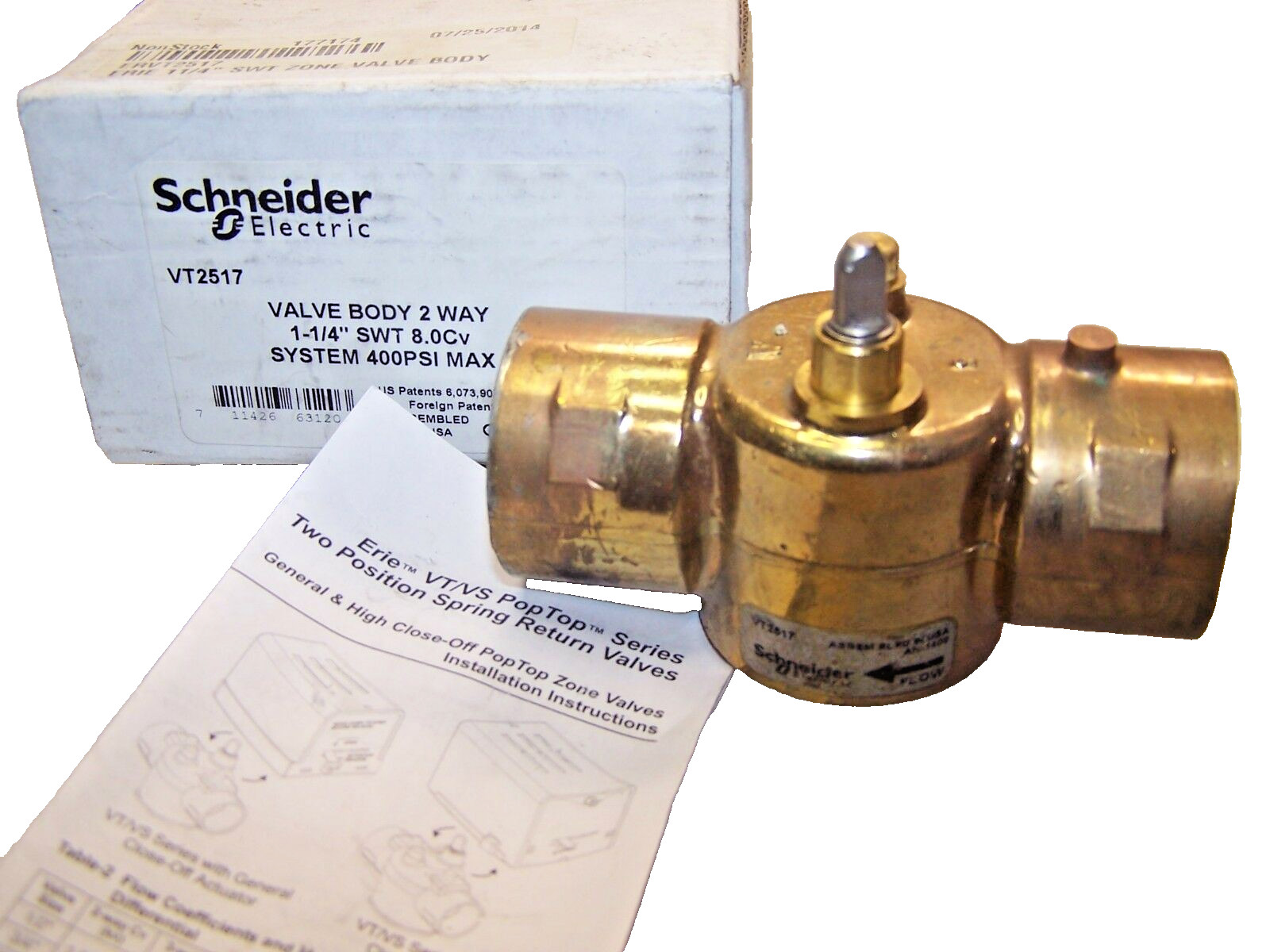 New Schneider Erie 1-1/4" Two Position Spring Return Valve 400 PSI MAX  VT2517