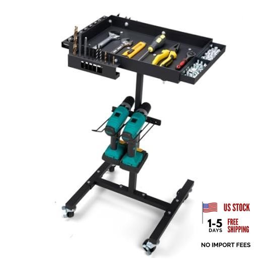 OLBRUS Rolling Work Table Adjustable Height - Rolling Tool Cart with Drills