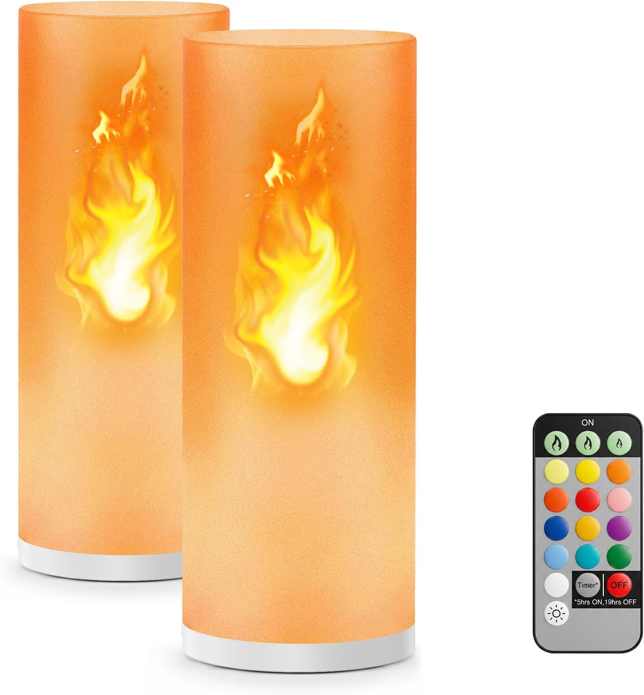Hompavo Gen2 LED Flame Lights with Remote & Timer, 13 Color Changing Flameless C