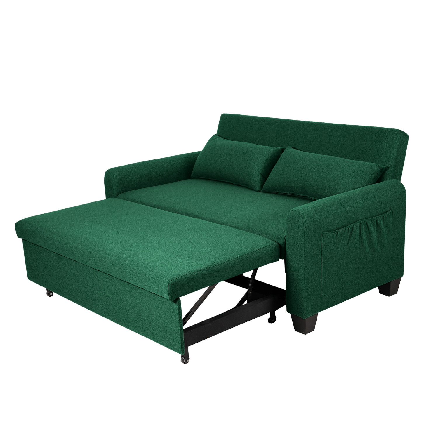 60.24'' Convertible Sleeper Sofa Bed Burlap Loveseat Sofa Couch w/ Pull Out Bed
