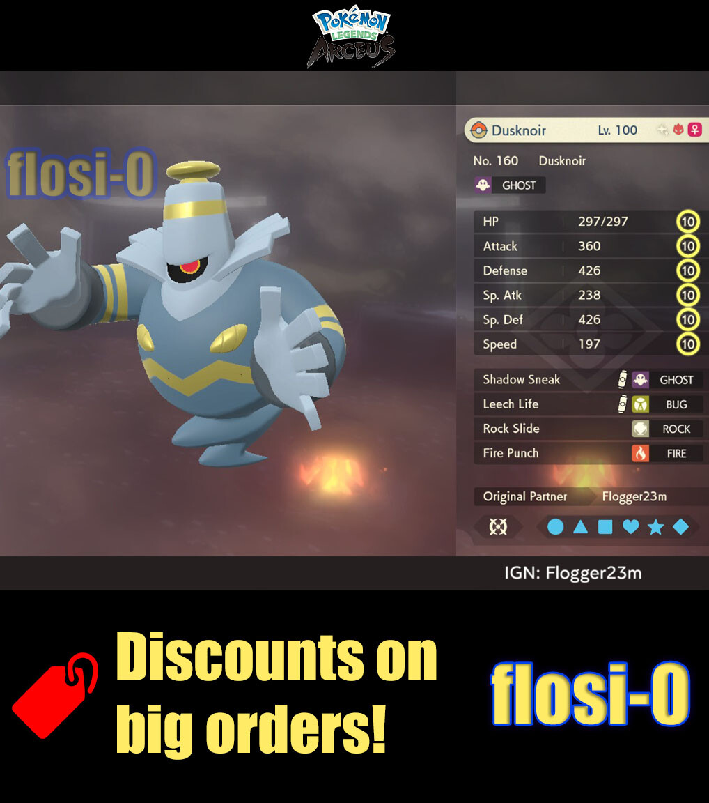 6IV Shiny Alpha Dusknoir Max Effort Level Pokemon Legends Arceus