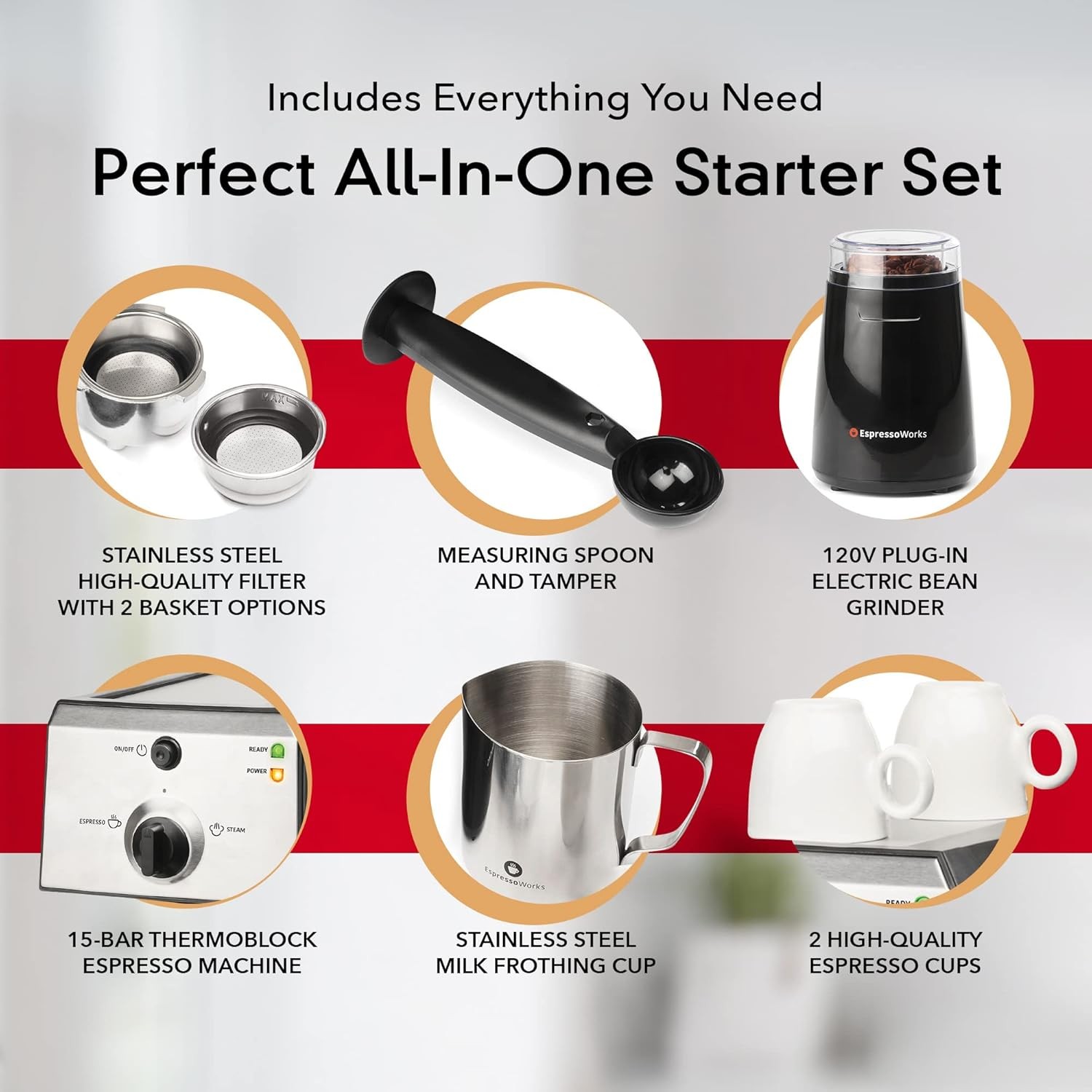 Espresso Machine Kit Grinder Frother Set