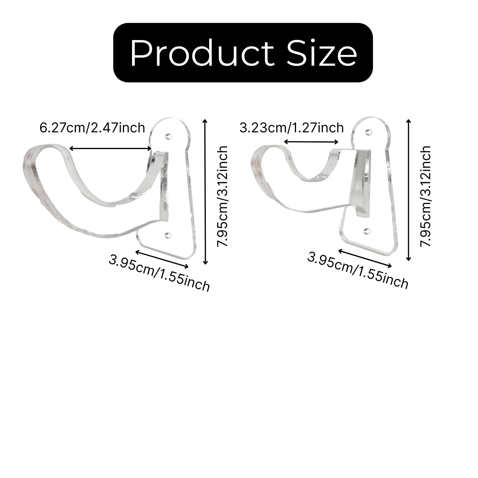 2PCS Acrylic Baseball Bat Display Case |Wall Mount Baseball Bat Horizontal Ra