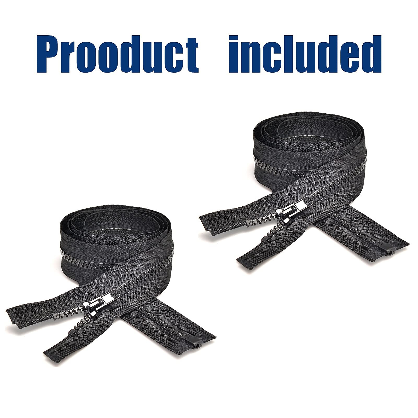 #5 41 Inch Separating Jacket Zippers 2 PCS Black Molded Plastic Bulk DIY