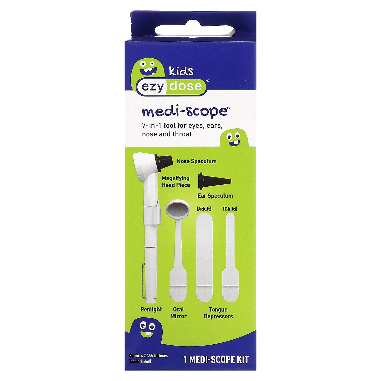 Kids, Medi-Scope 7-in-1 Tool For Eyes, Ears, Nose and Throat , 7 Piece Kit