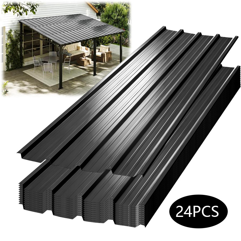 24X Roof Panels Galvanized Steel Hardware Metal Roofing Sheets Wall Panels Black